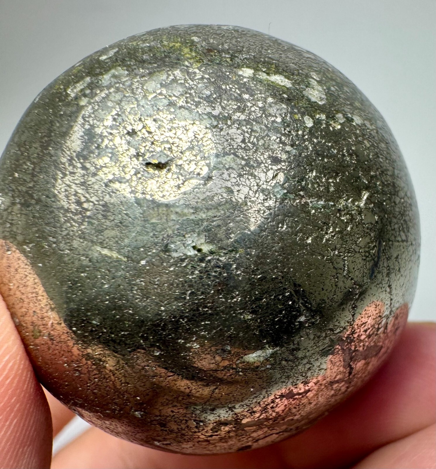 139 Gram Polished Pyrite Sphere - Natural Gemstone Sphere for Energy, Protection 139 Gram Polished Pyrite Sphere - Natural Gemstone Sphere for Energy, Protection