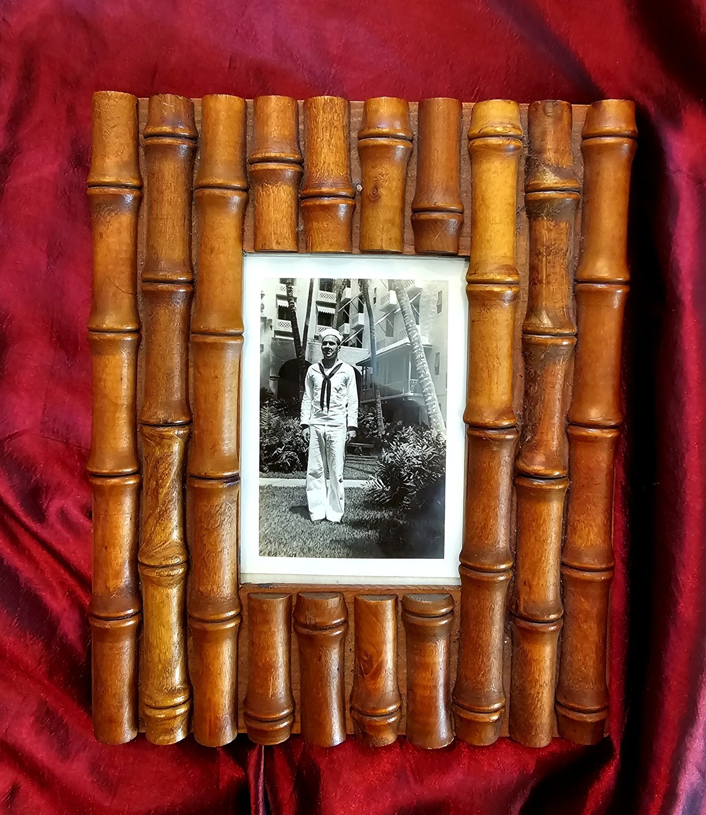 Honolulu HI Framed 1940\'s Navy Soldier B & W Photo At The Royal Hawaiian Hotel 