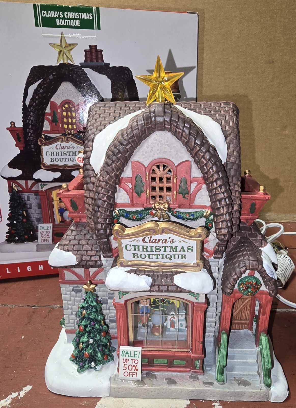 Lemax Lighted Christmas Village Building Clara's Christmas Boutique 2016 