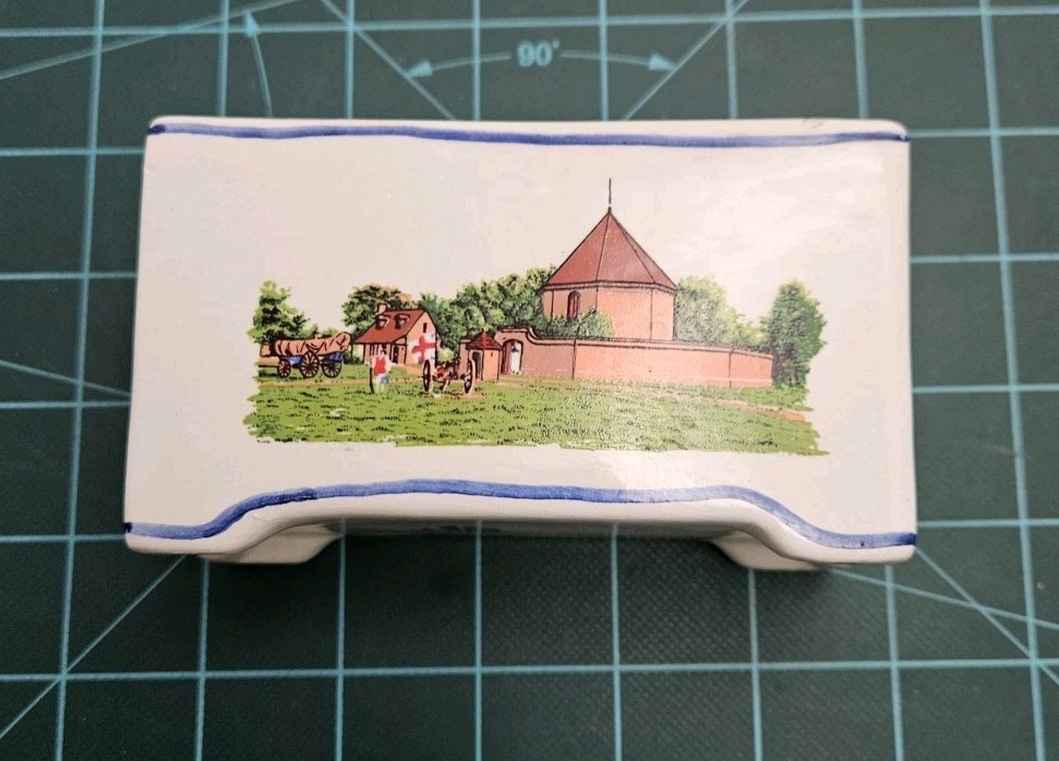 Vintage Elpa Alcobaca Powder Magazine Williamsburg VA Flower Frog Brick Vase