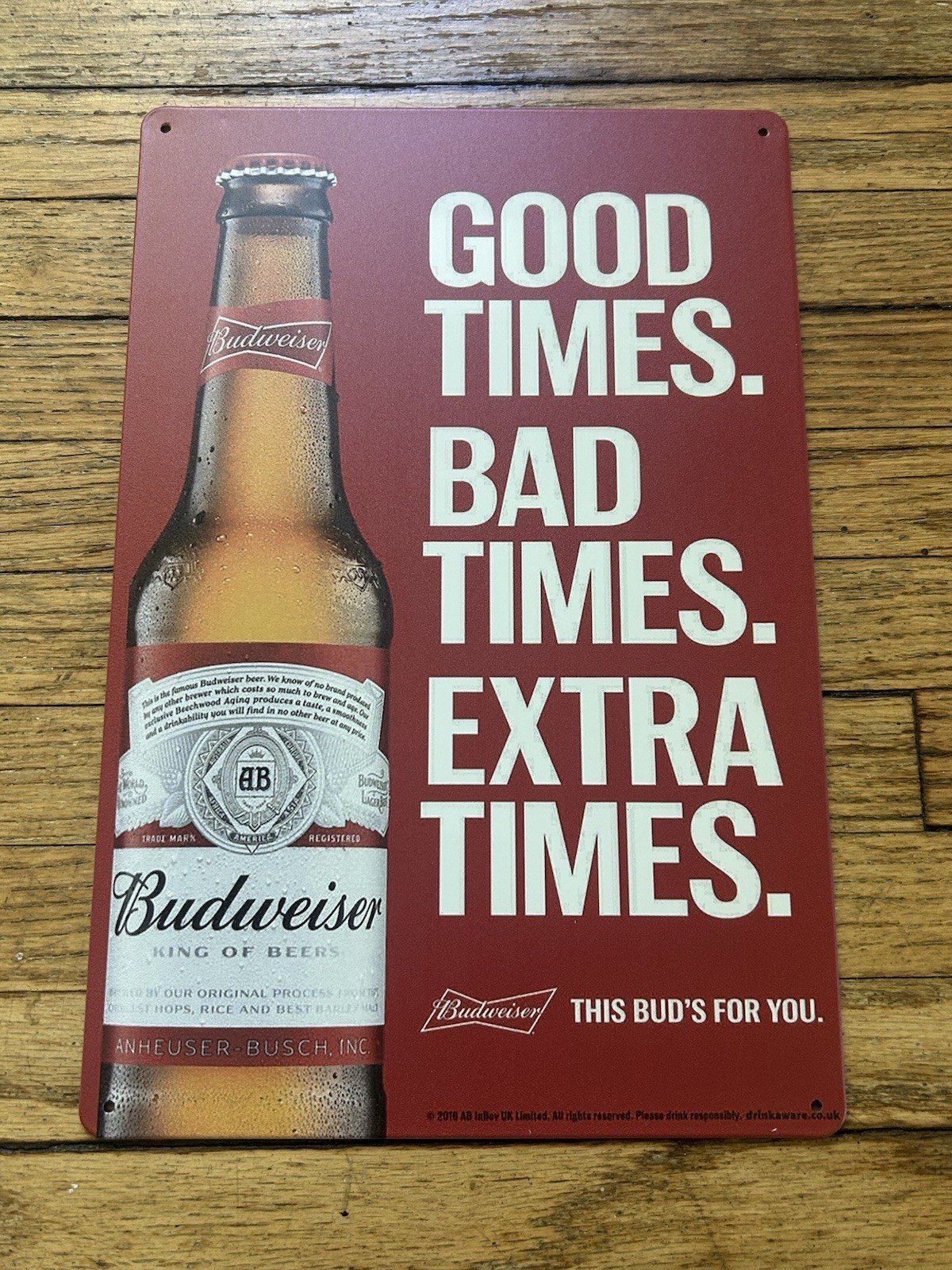Budweiser King Of Beers 8 x 12 Novelty Metal Sign Shrink-Wrapped New Budweiser King Of Beers 8 x 12 Novelty Metal Sign Shrink-Wrapped New