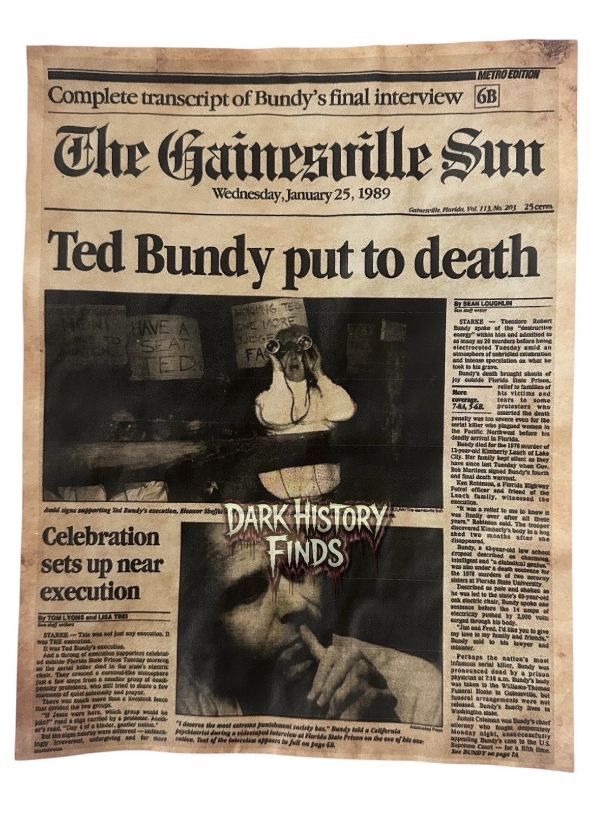 Ted Bundy Put to Death The Gainesville Sun News Headline Newspaper
