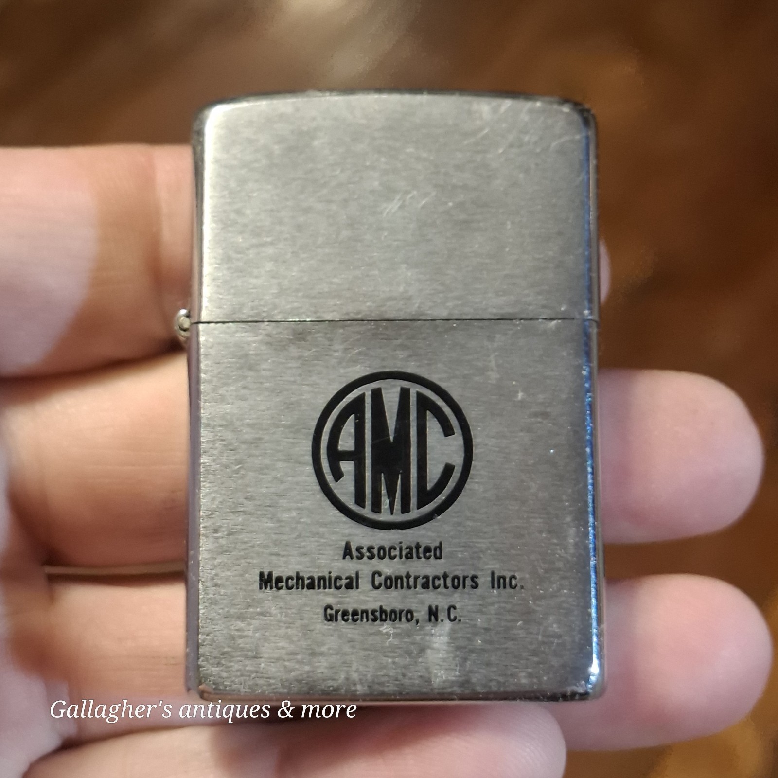 Vintage 1980s Zippo Lighter Associated Mechanical Contractors Greensboro NC AMC