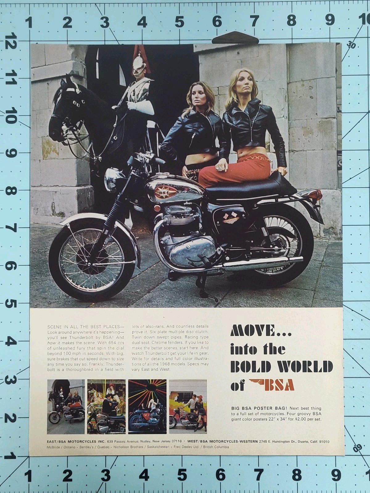 1968 BSA Thunderbolt 654cc Motorcycle Print Ad Bold World Vintage British Bike