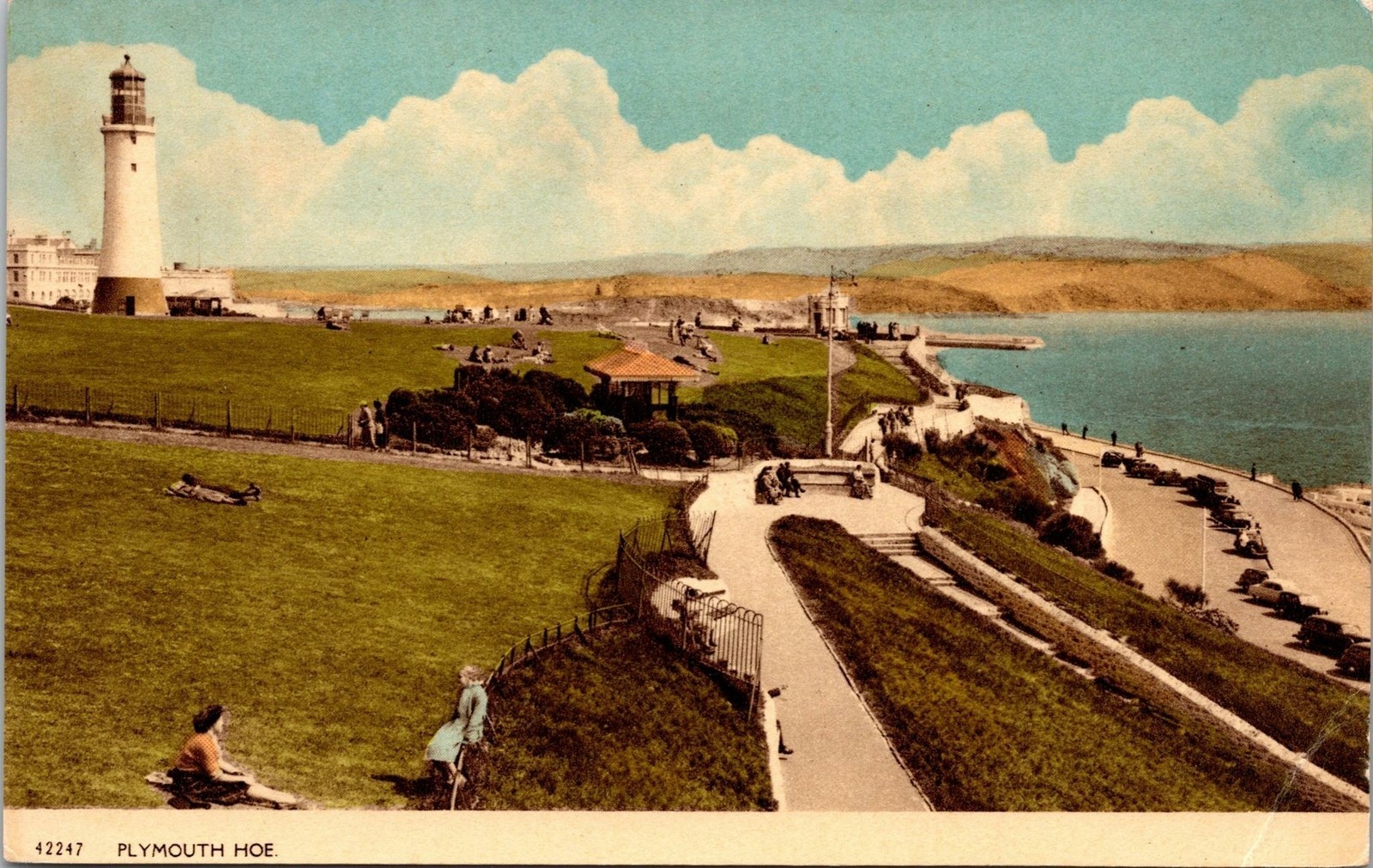 Plymouth Hoe UK England Devon Light House Postcard unused 1960s/70s