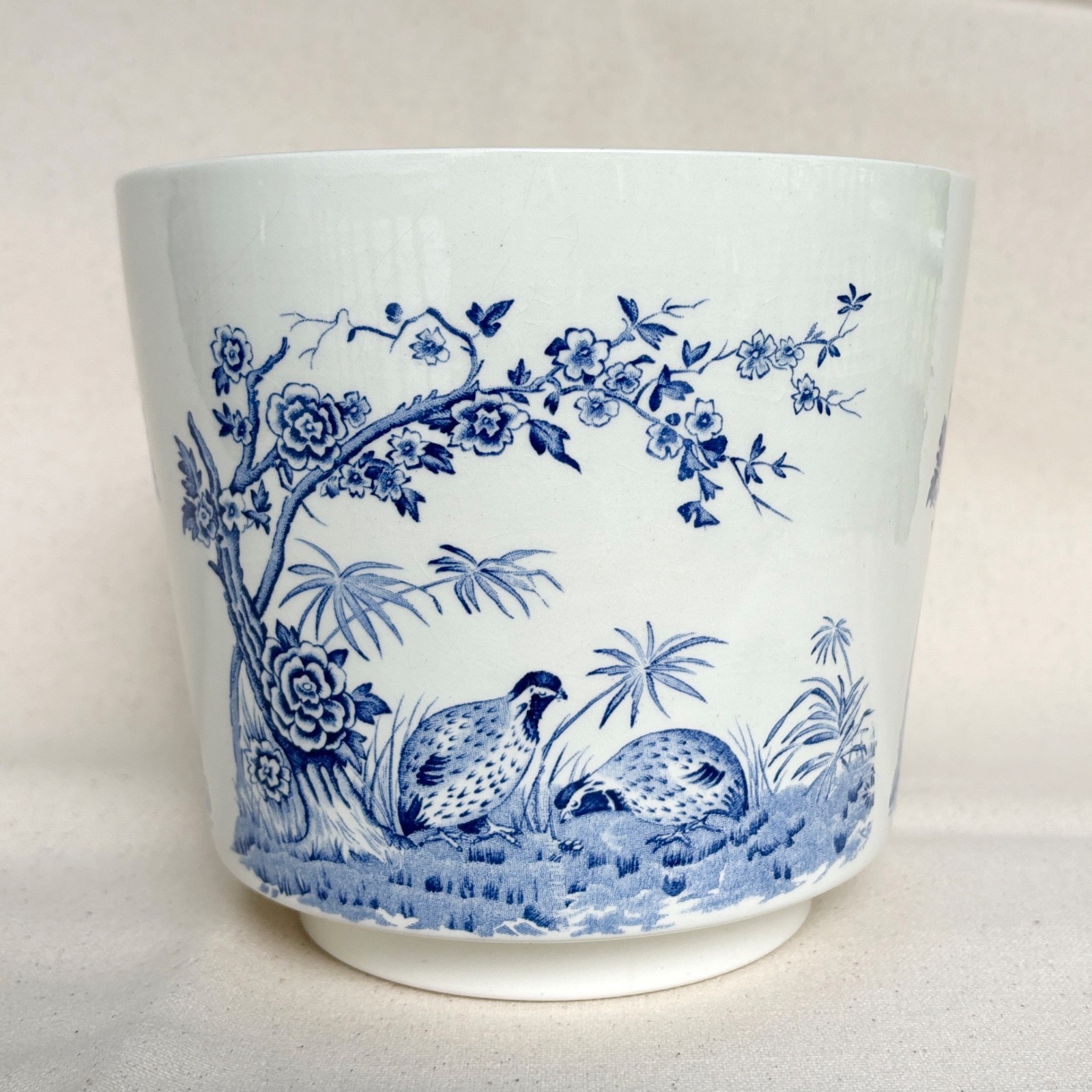 Rare Vintage Furnivals 1913 Blue Quail Cache Pot Planter Pot Made in England