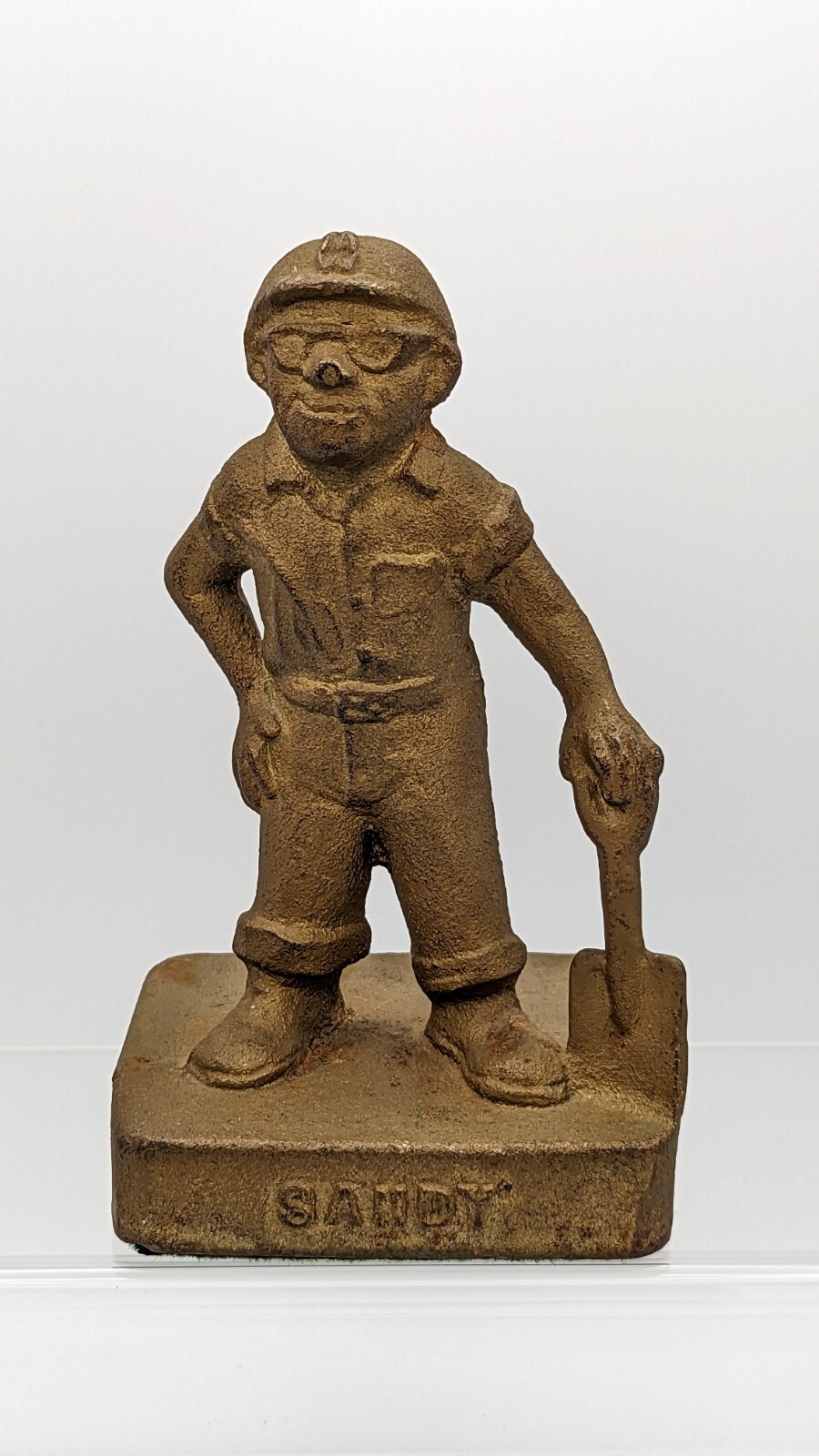 Sandy Miner Midwest Foundry Cast Iron Doorstop Statue Vintage Advertising HEAVY 