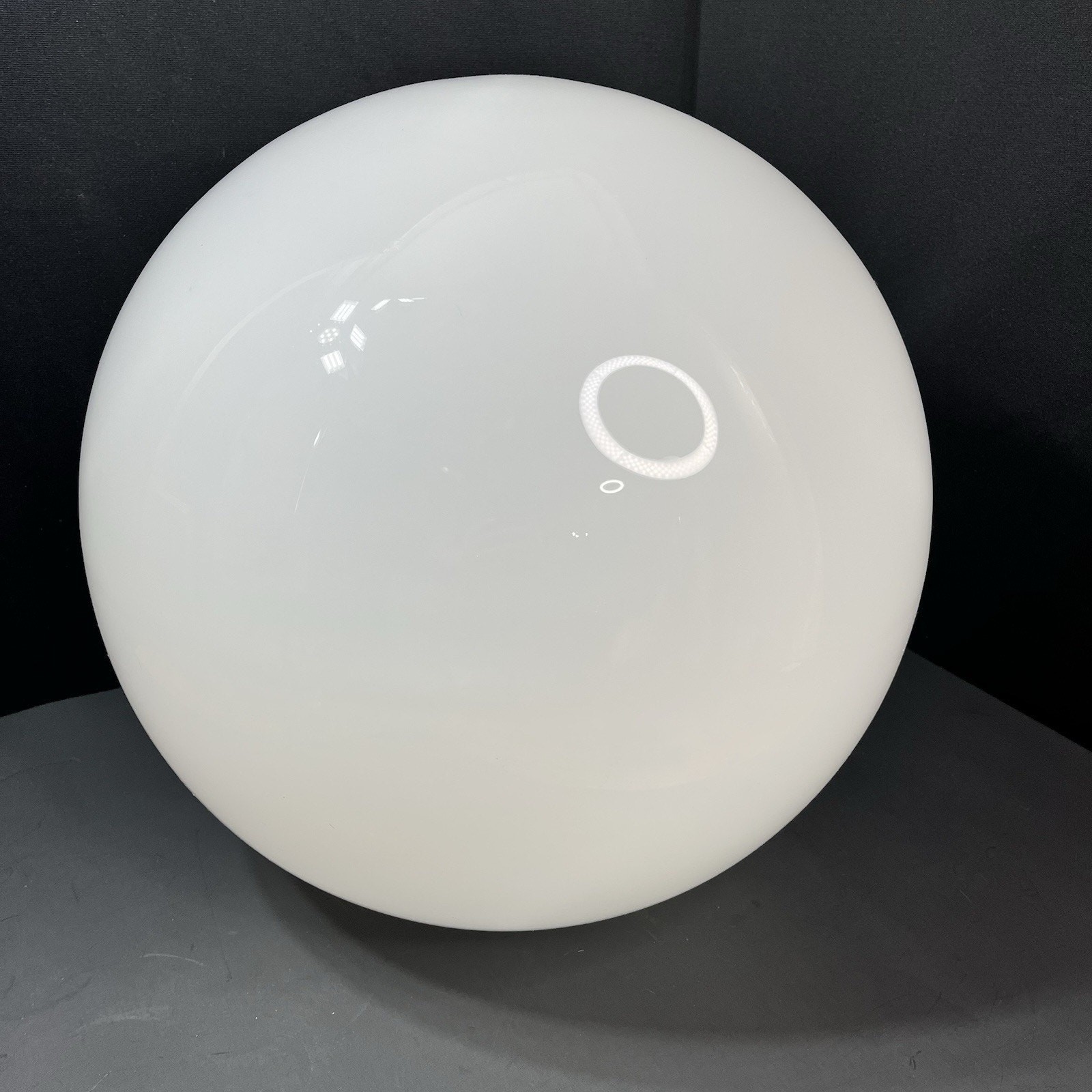 Vtg 16 in Dia White Milk Glass Orb Round Globe Ball Light Fixture Shade Neckless
