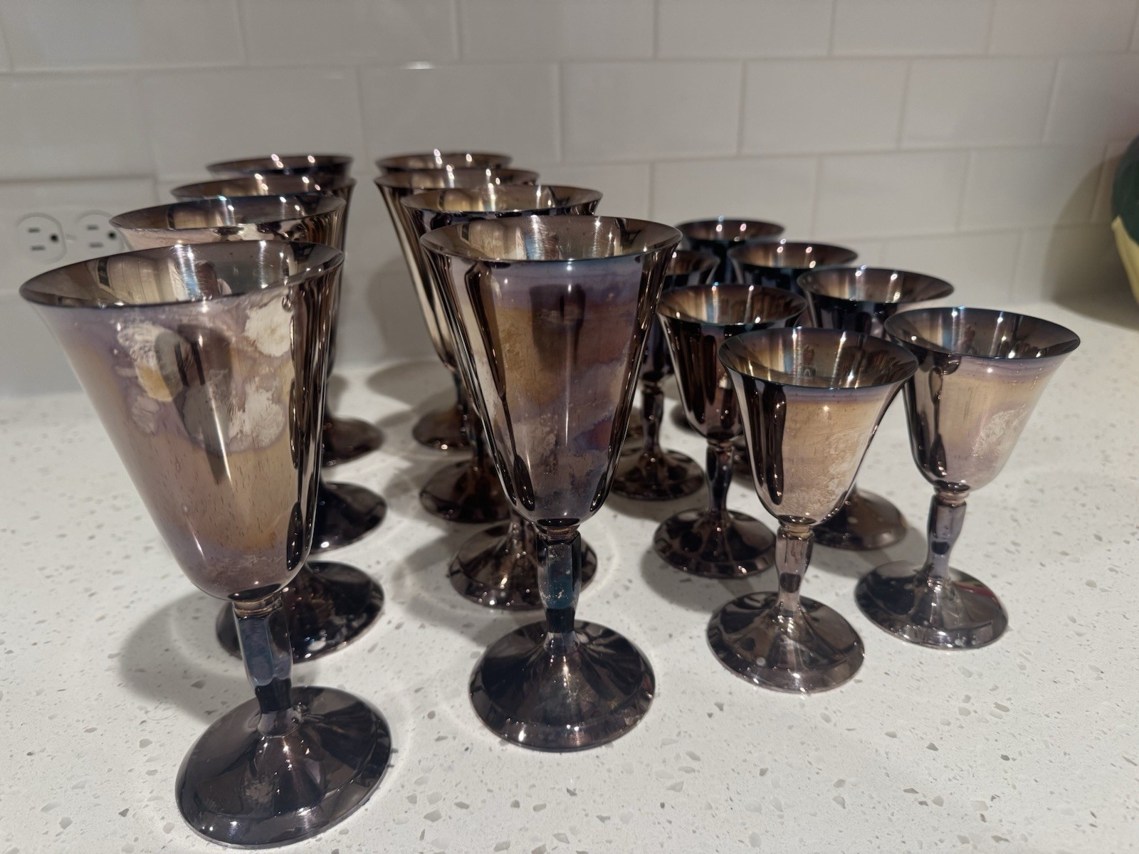 16 Vintage Plator Spain Silverplated Wine Goblets Cups