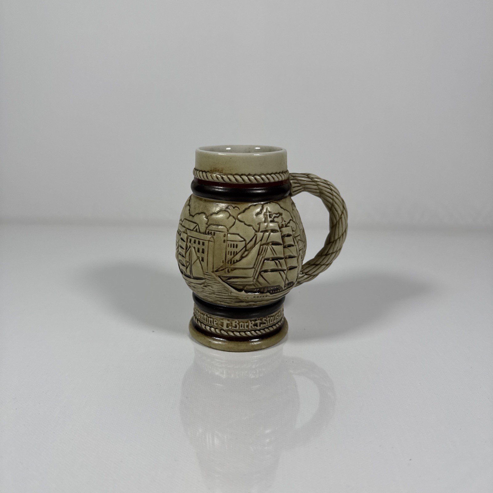 Avon Collectible Miniature Beer Stein. Vintage beer mug with ship design (i2)