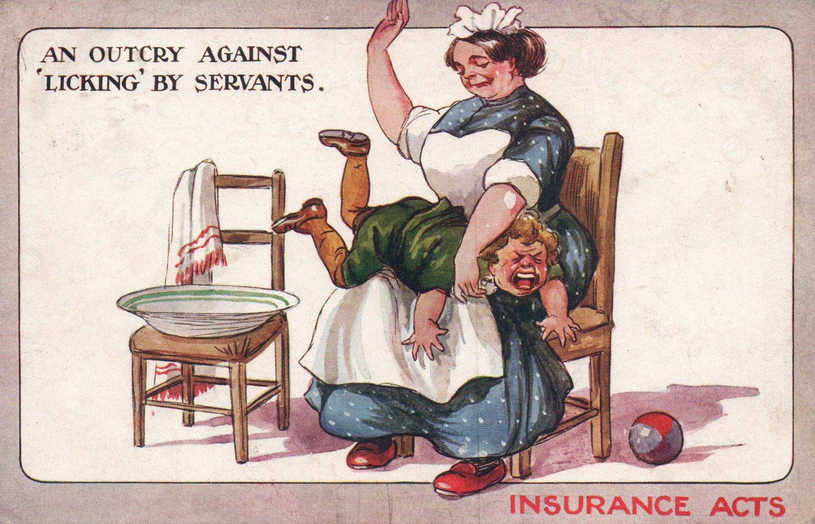 Vintage 1912 National Insurance Act Comic Postcard Fred Spurgin Spanking Posted