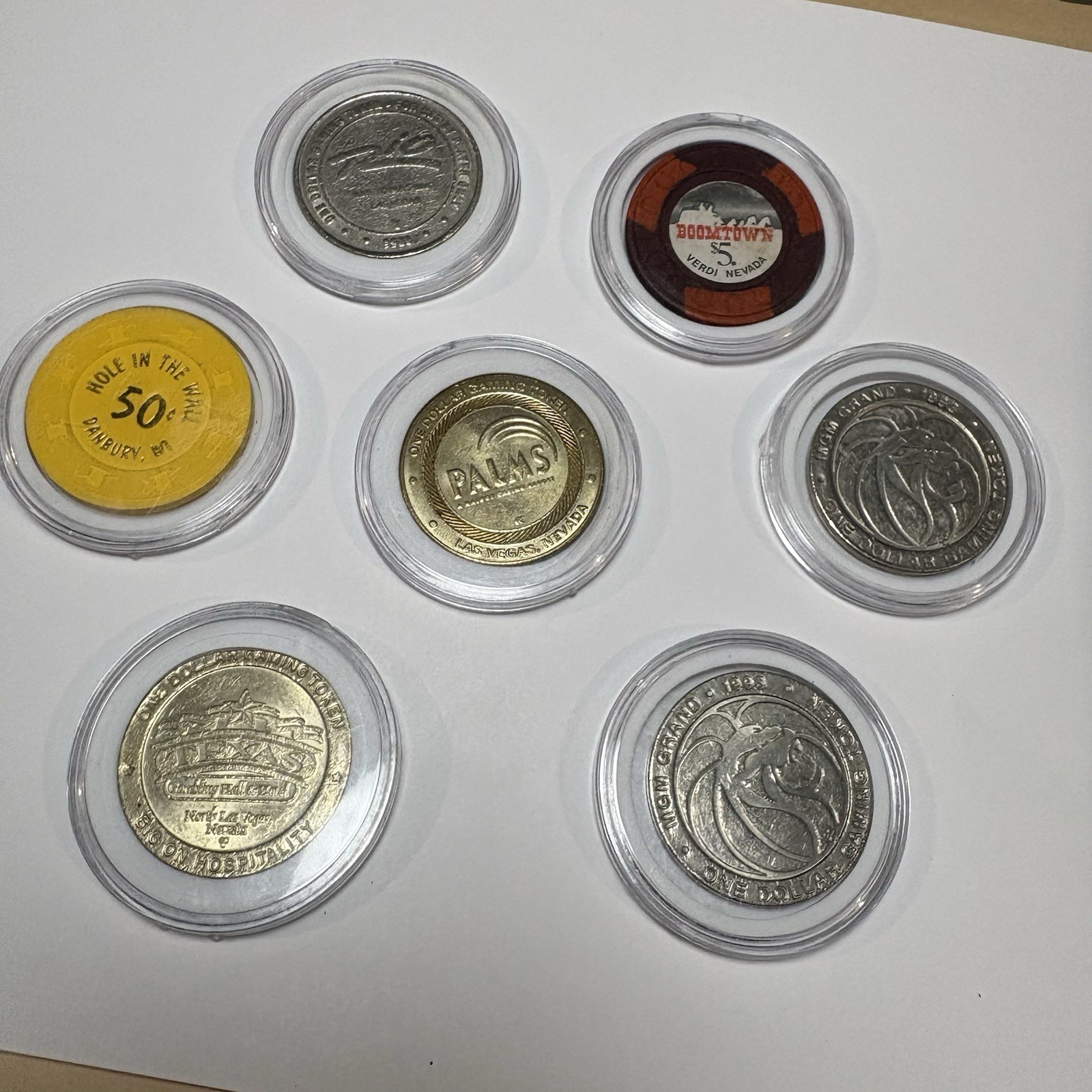 7 Vintage Nevada Casino Chips Tokens MGM Grand Palms Boomtown Pahrump Reno