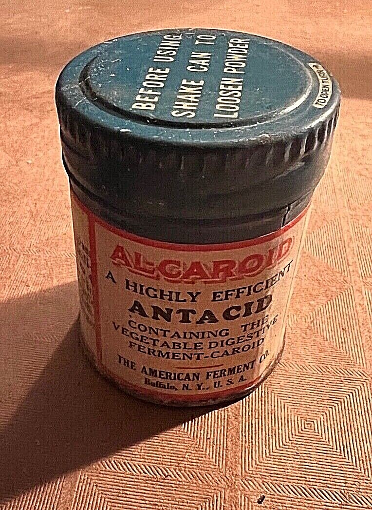 Vintage Blue Alcaroid Antacid and Digestant Medicine Tin  American Ferment Co