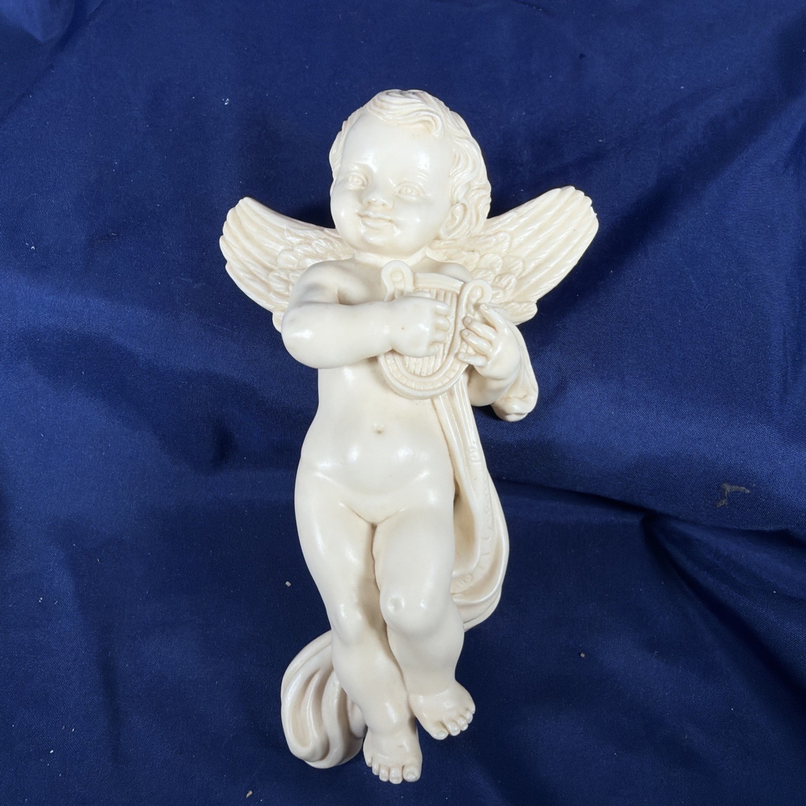 intage A. Giannelli Italy Cherub Angel Wall Figurine Signed White 7\