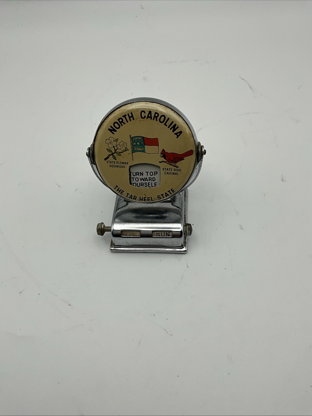 Vintage Souvenir North Carolina Show Me State Perpetual Flip Metal Desk Calendar