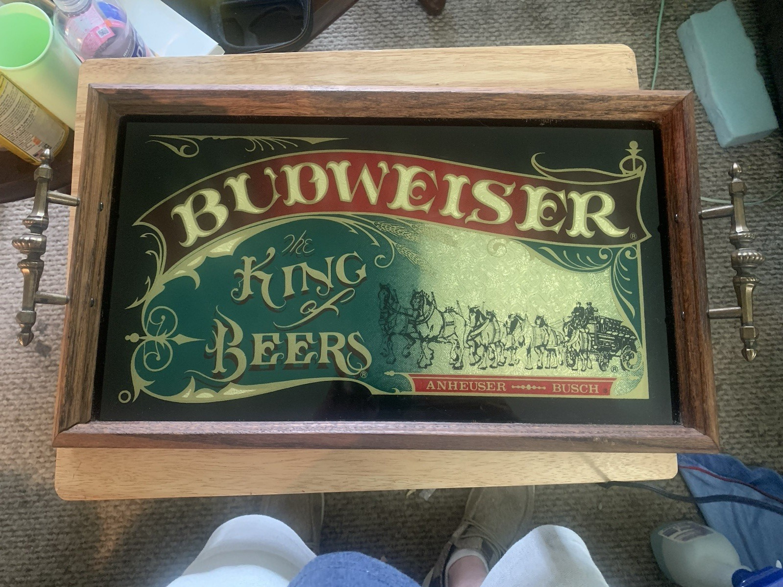 Budweiser King of Beers Anheuser-Busch reverse glass serving Tray 