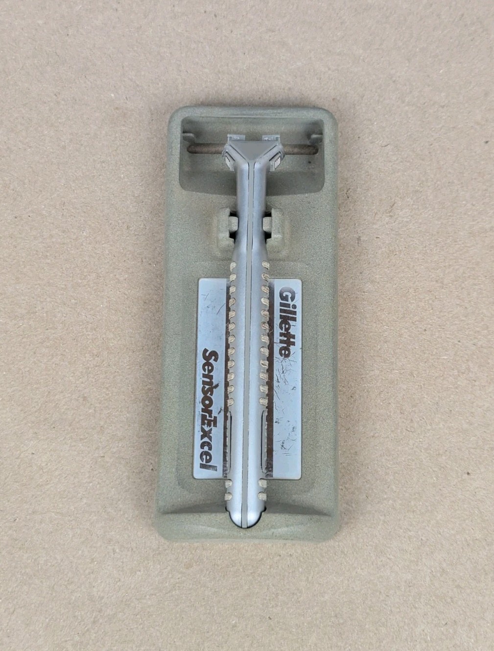 Vintage Gillette Metal Sensor Excel Razor Handle Matte & Holder Made in USA 1993