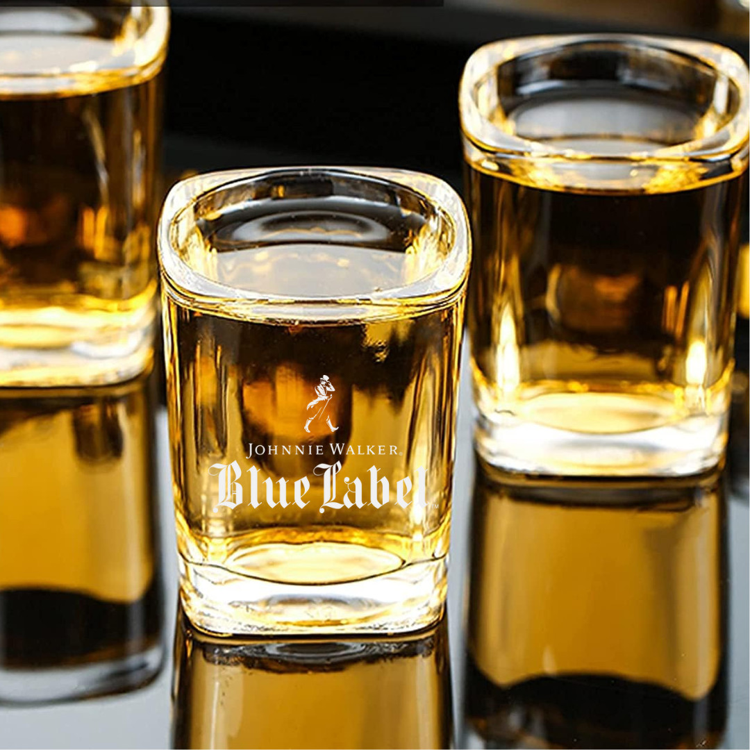 Custom Engraved Johnnie Walker Blue Label Shot Glass – 2.2 oz Square Shot Glass Custom Engraved Johnnie Walker Blue Label Shot Glass – 2.2 oz Square Shot Glass