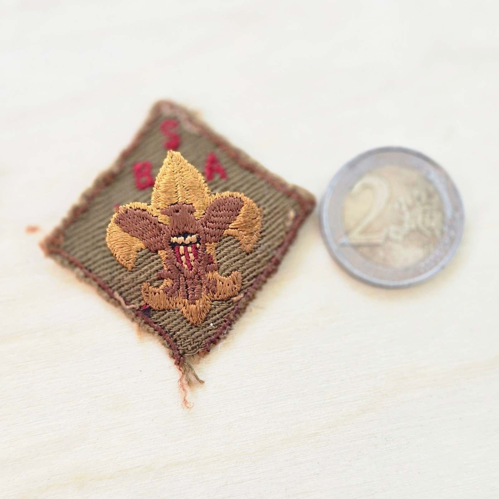 VTG BSA 1950s Boy Scouts Of America Embroidered Rank Patch Brown Olive Green USA