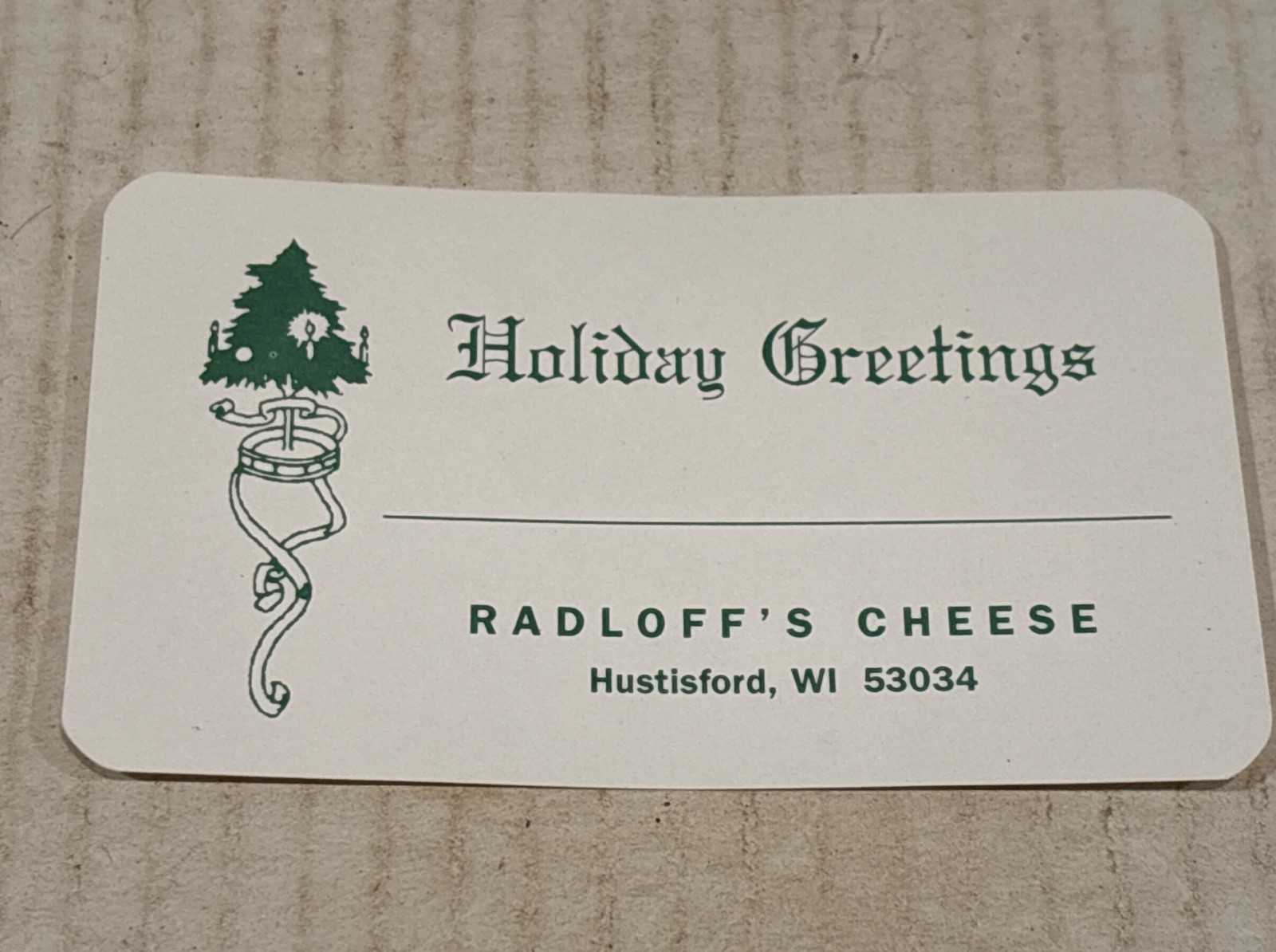 VTG Rare NOS Radloff’s Cheese Label Holiday Greetings Hustisford, WI Ephemera
