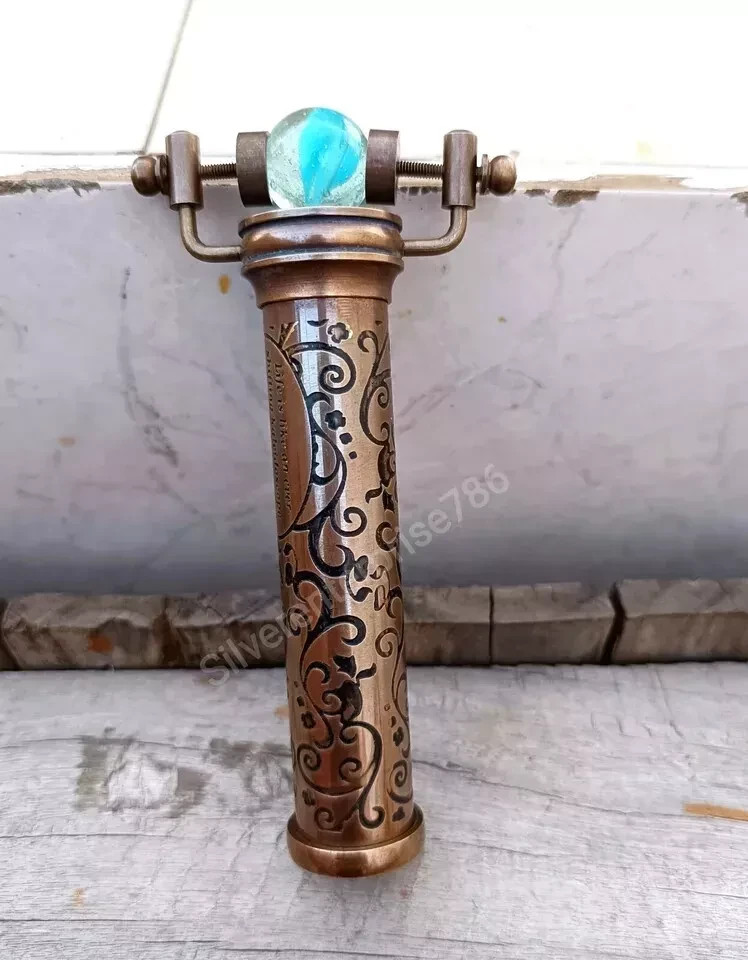 Antiqued Brass Kaleidoscope with Marble Eyepiece Best Kids Toy Kaleidoscope Gift