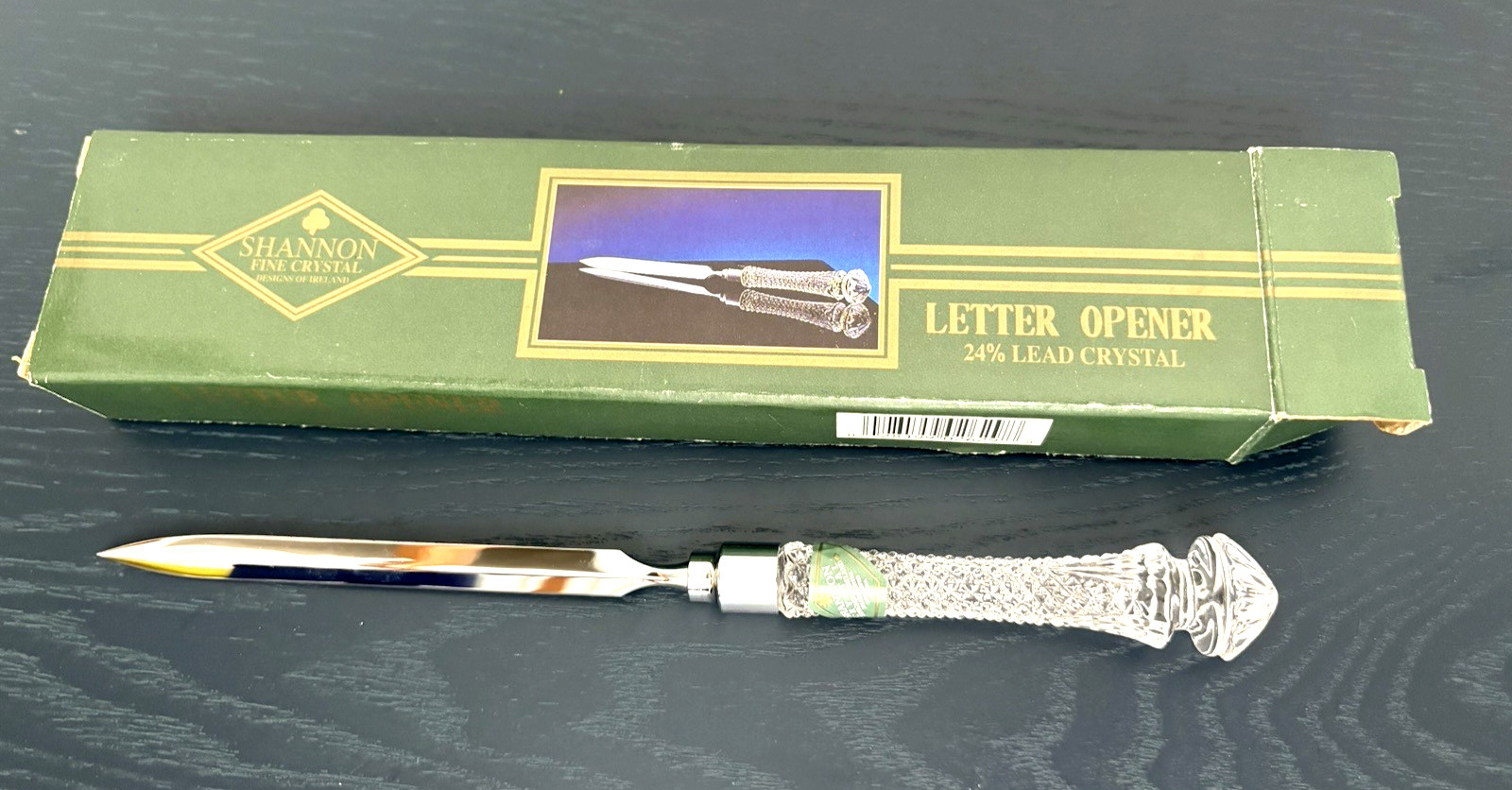 Vintage Shannon Crystal by Godinger Silver Letter Opener Elegant Faceted Handle