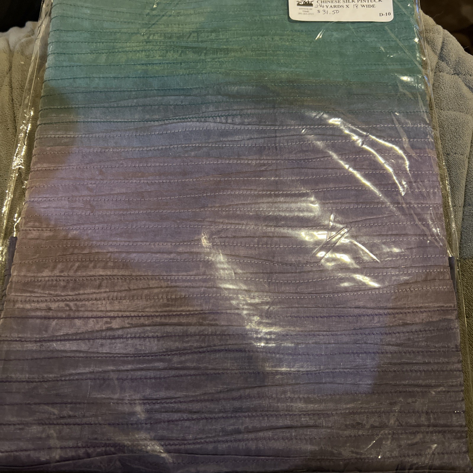 Silk Pintuck Fabric - Hand painted- 2.25 Yd. X 18” - Stitch In Time