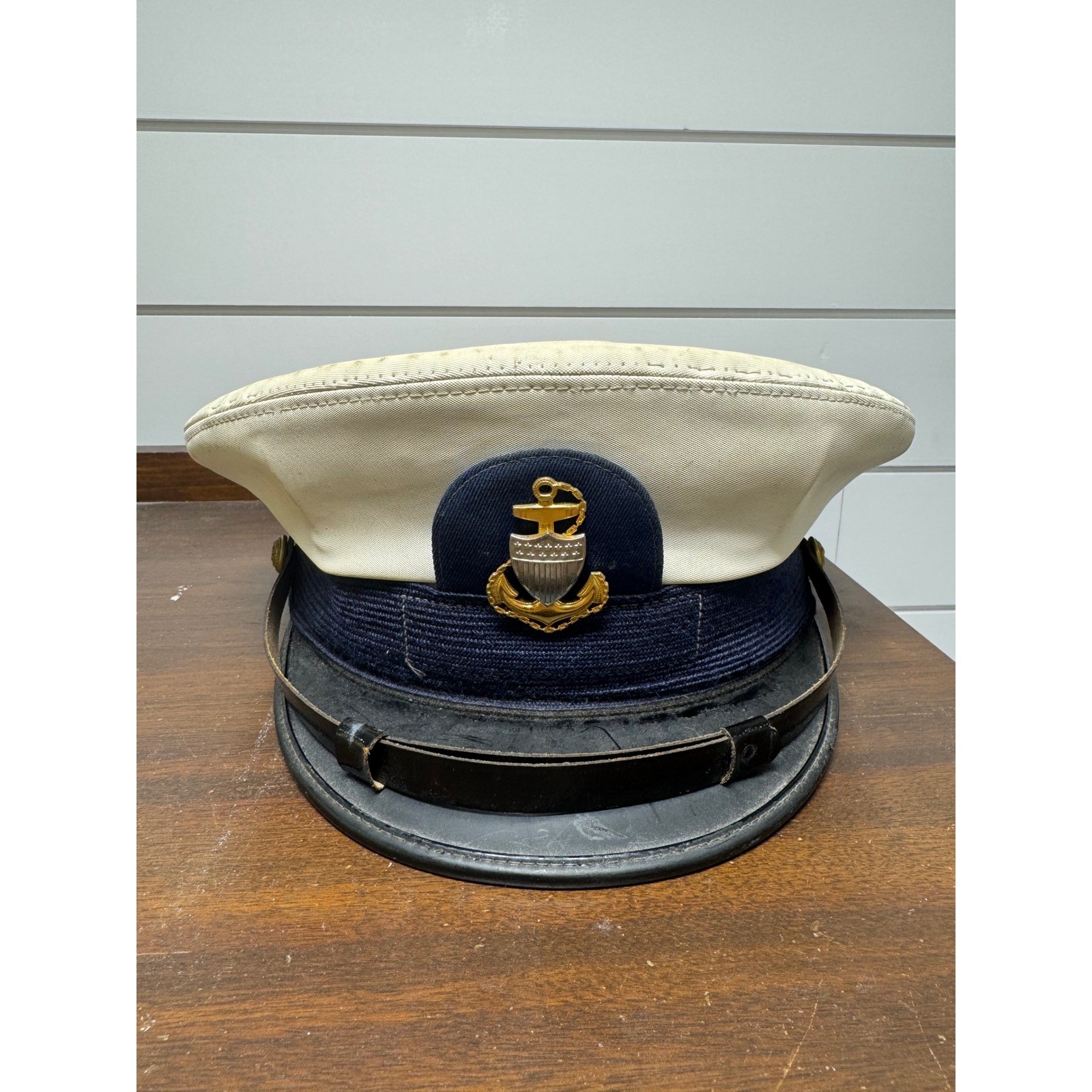 Vintage US Coast Guard USCG Officer Combination Cover Hat White Blue Size 7 Vintage US Coast Guard USCG Officer Combination Cover Hat White Blue Size 7