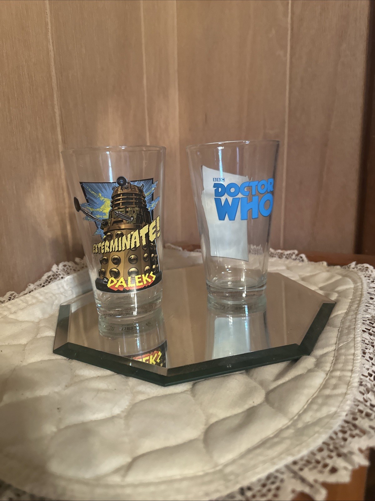 Vintage Doctor Who Collectible Drinking Glasses Set of 2 BBC 1996 Sci Fi Mug VTG