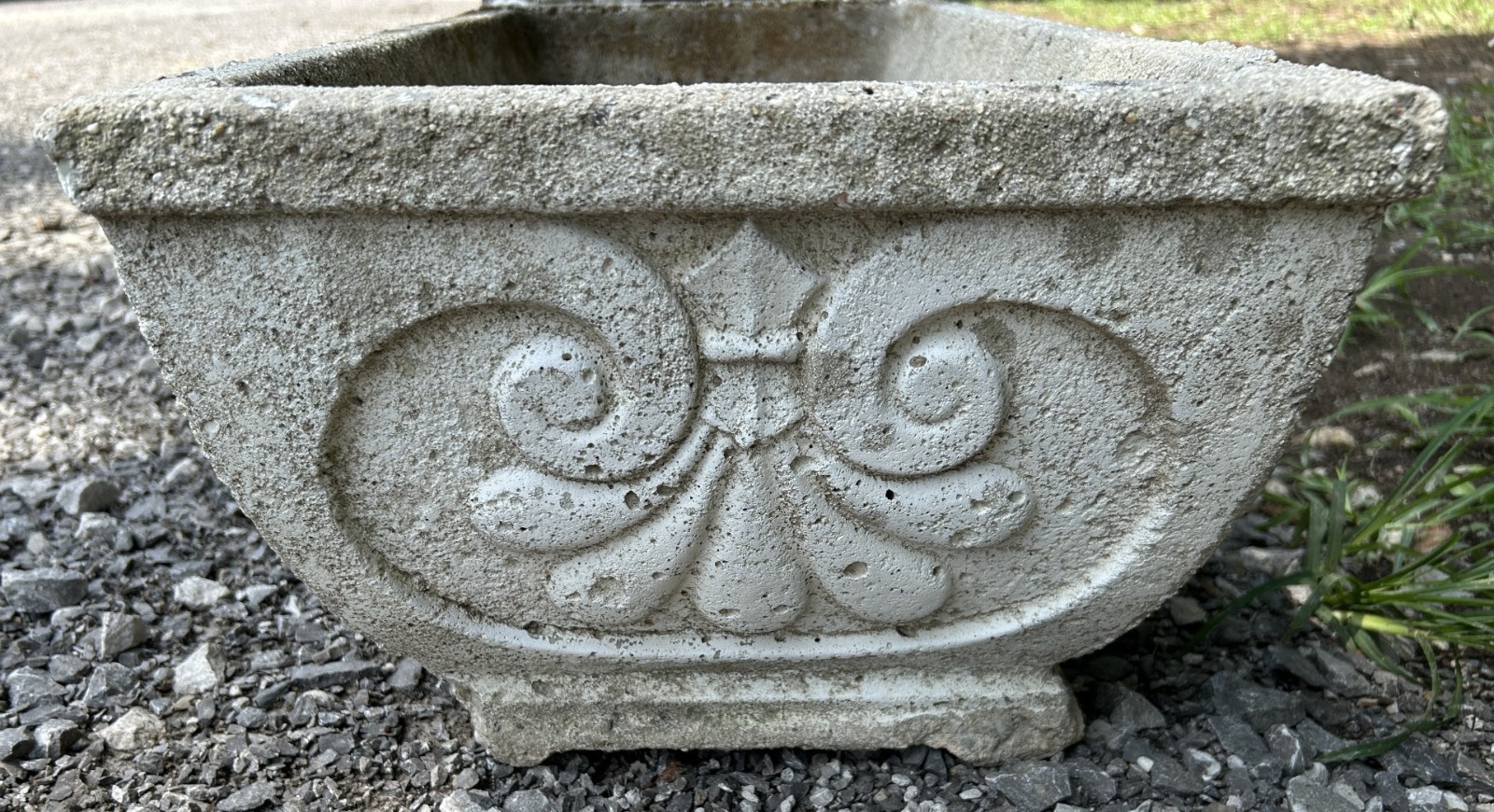 Vintage French Neoclassical Concrete Trough Planter 29\