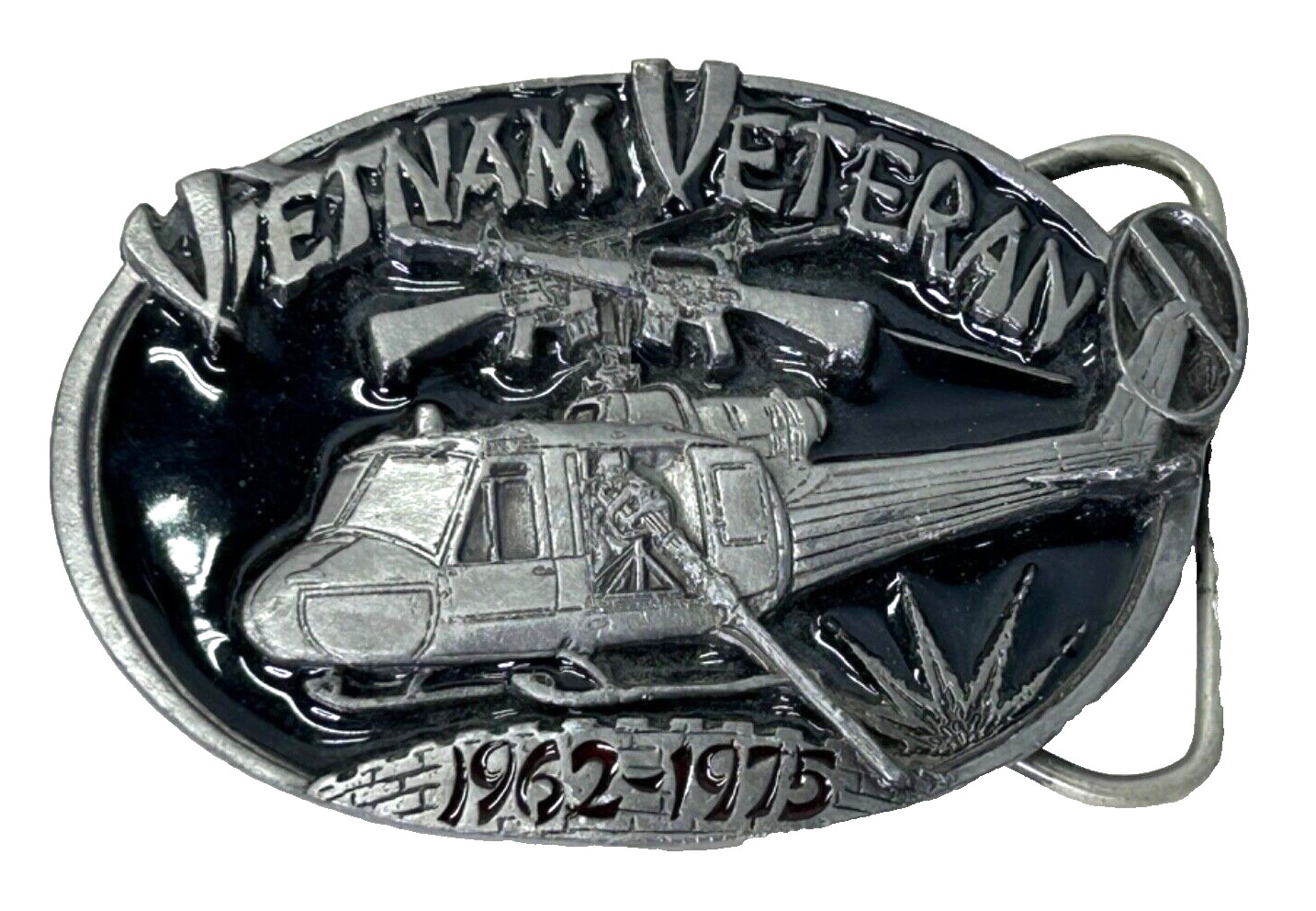Vintage Vietnam War Veteran Pewter Belt Buckle
