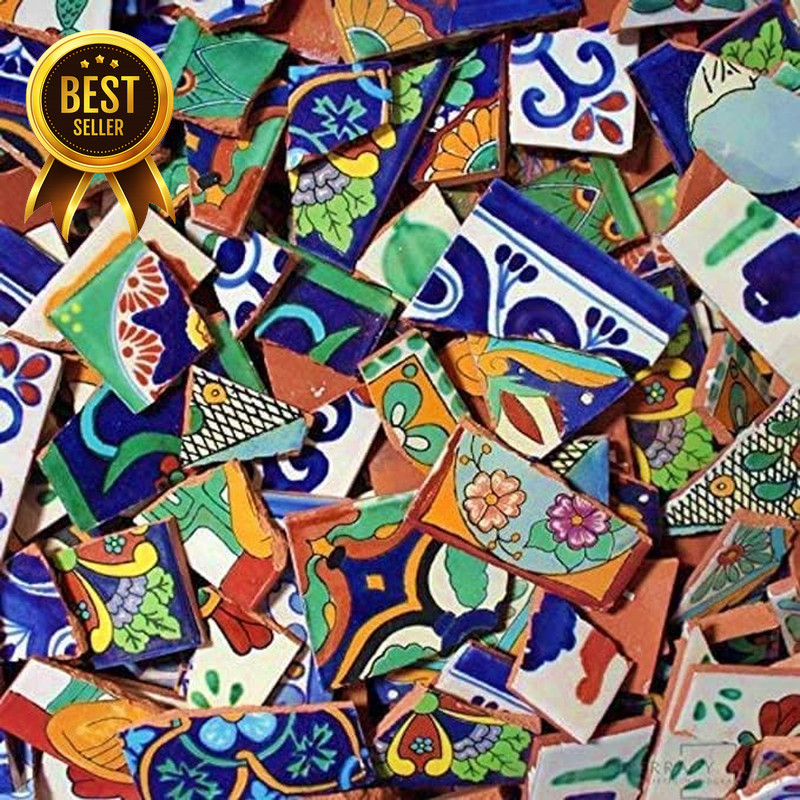 Broken Mexican Talavera Tiles Handmade Mix Designs 10 Pounds
