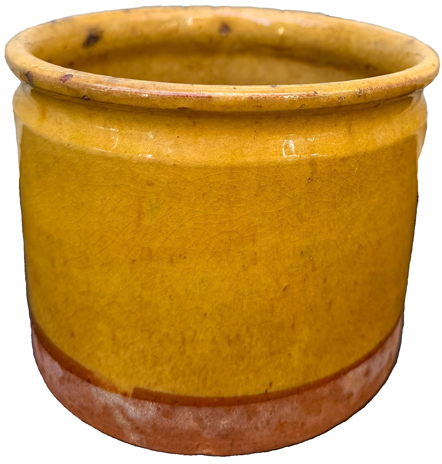 FRENCH ANTIQUE POTTERY MUSTARD POT CERAMIC IRONSTONE GLAZE EARTHENWARE VESSEL