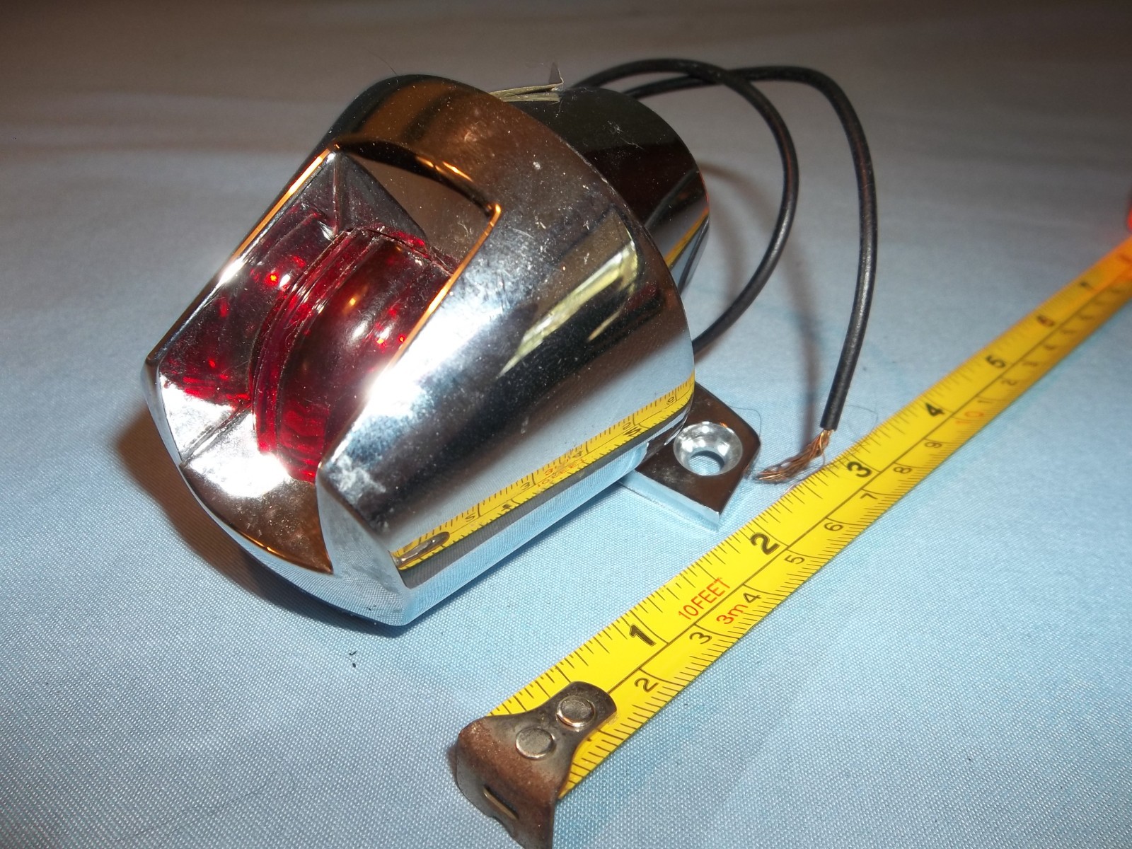 Vtg Attwood Chrome Marine Boat Deck Mount Red Bow Light Navigation Nautical