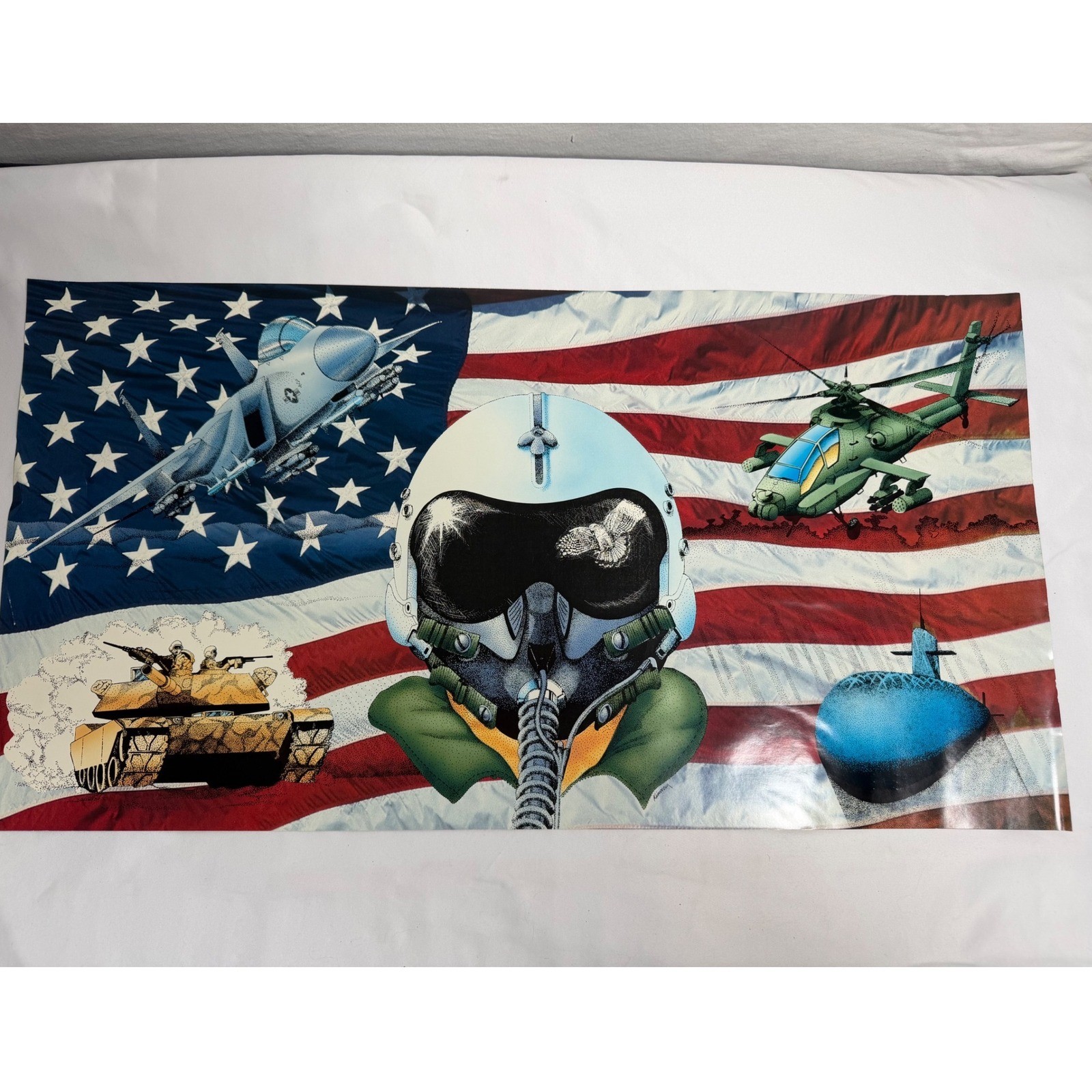 Vintage 50 Star Patriotic Military Poster