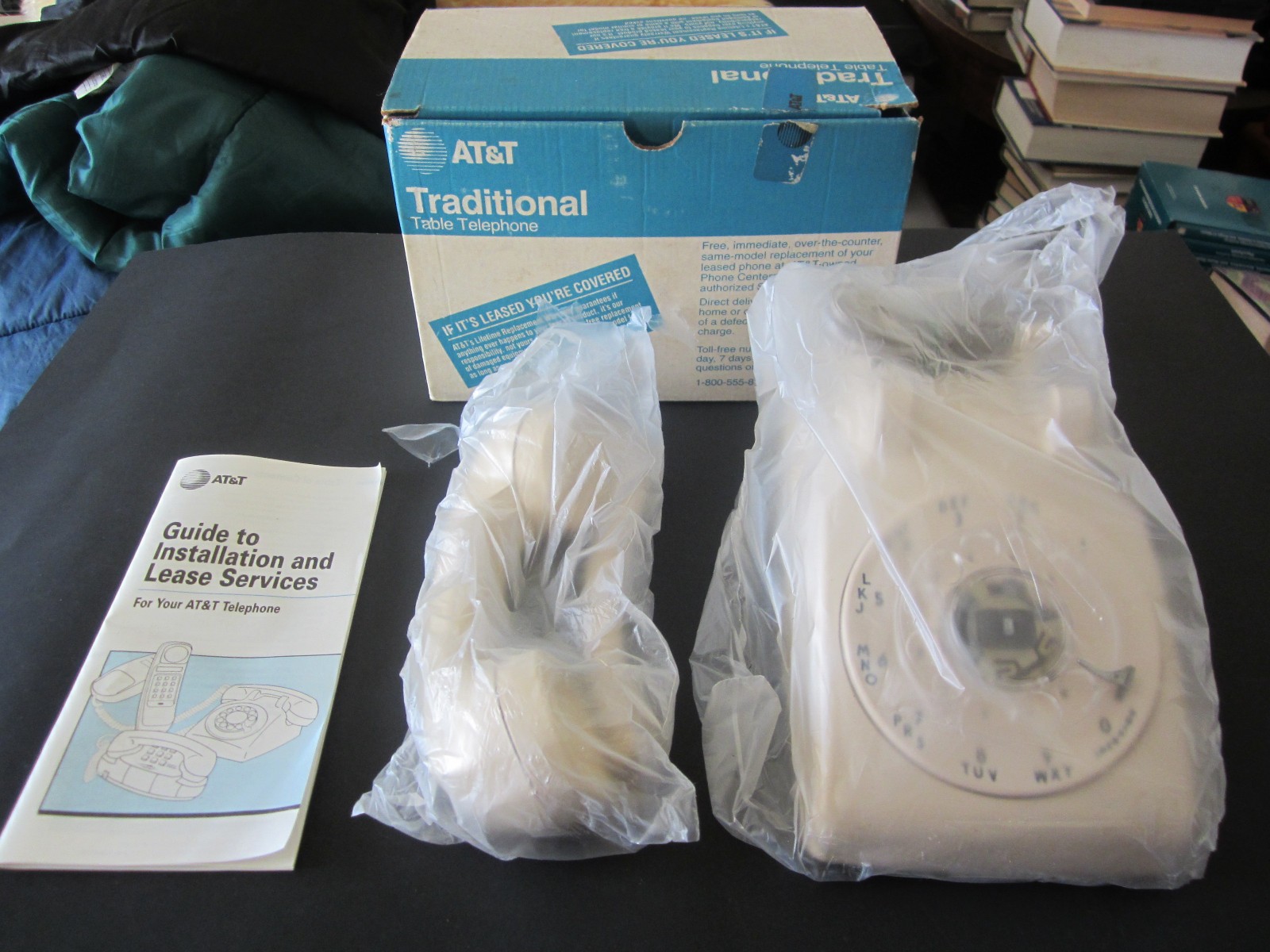 Vintage AT&T Traditional Desk Rotary Dial Telephone  Beige / Ivory In Box