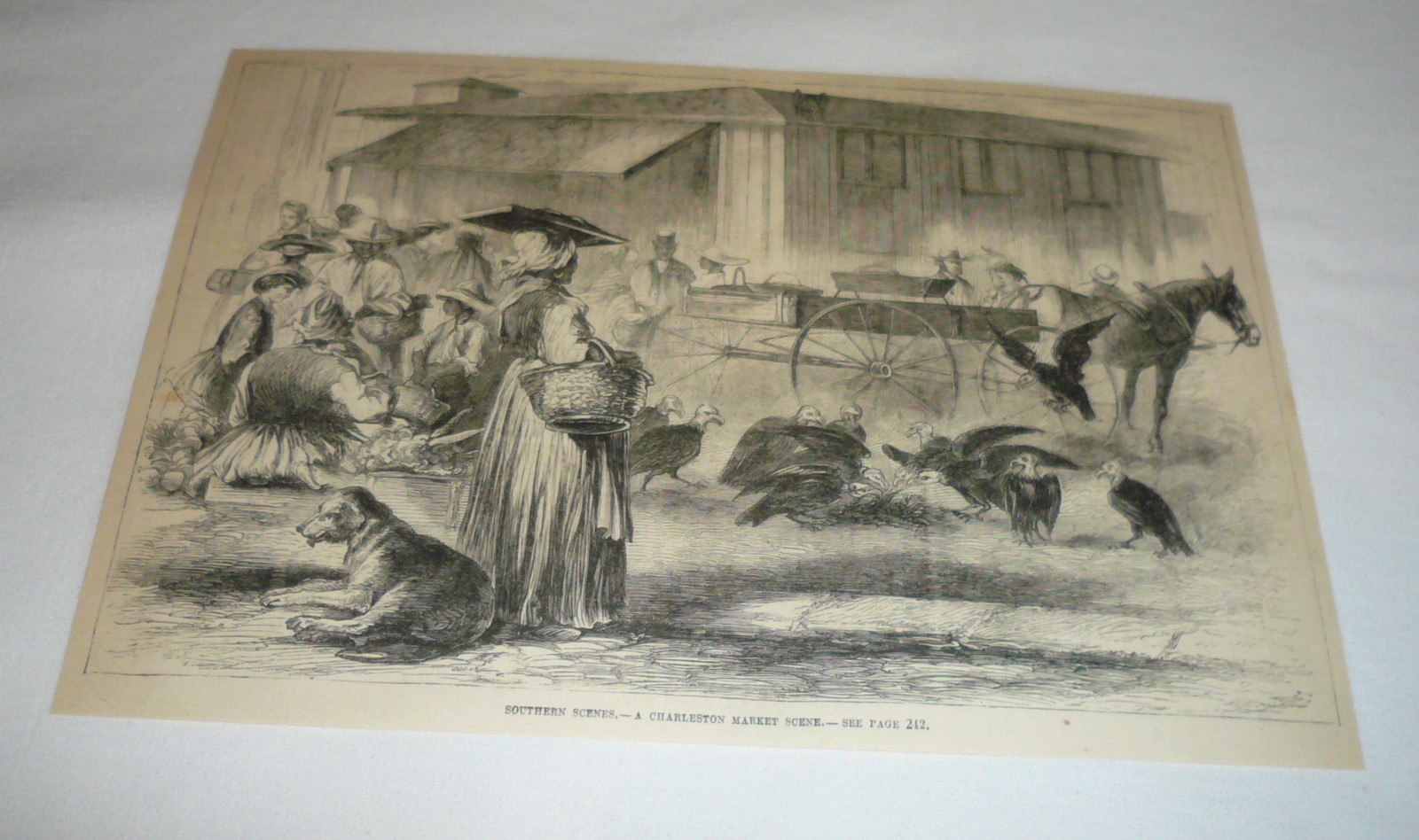 1879 magazine engraving~CHARLESTON,SOUTH CAROLINA MARKET SCENE African Americans