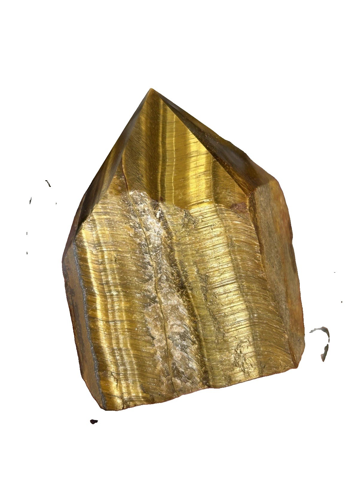 Tigers Eye Top Polished Point Chatoyant Natural Rough Crystal 4.6oz 2.5in