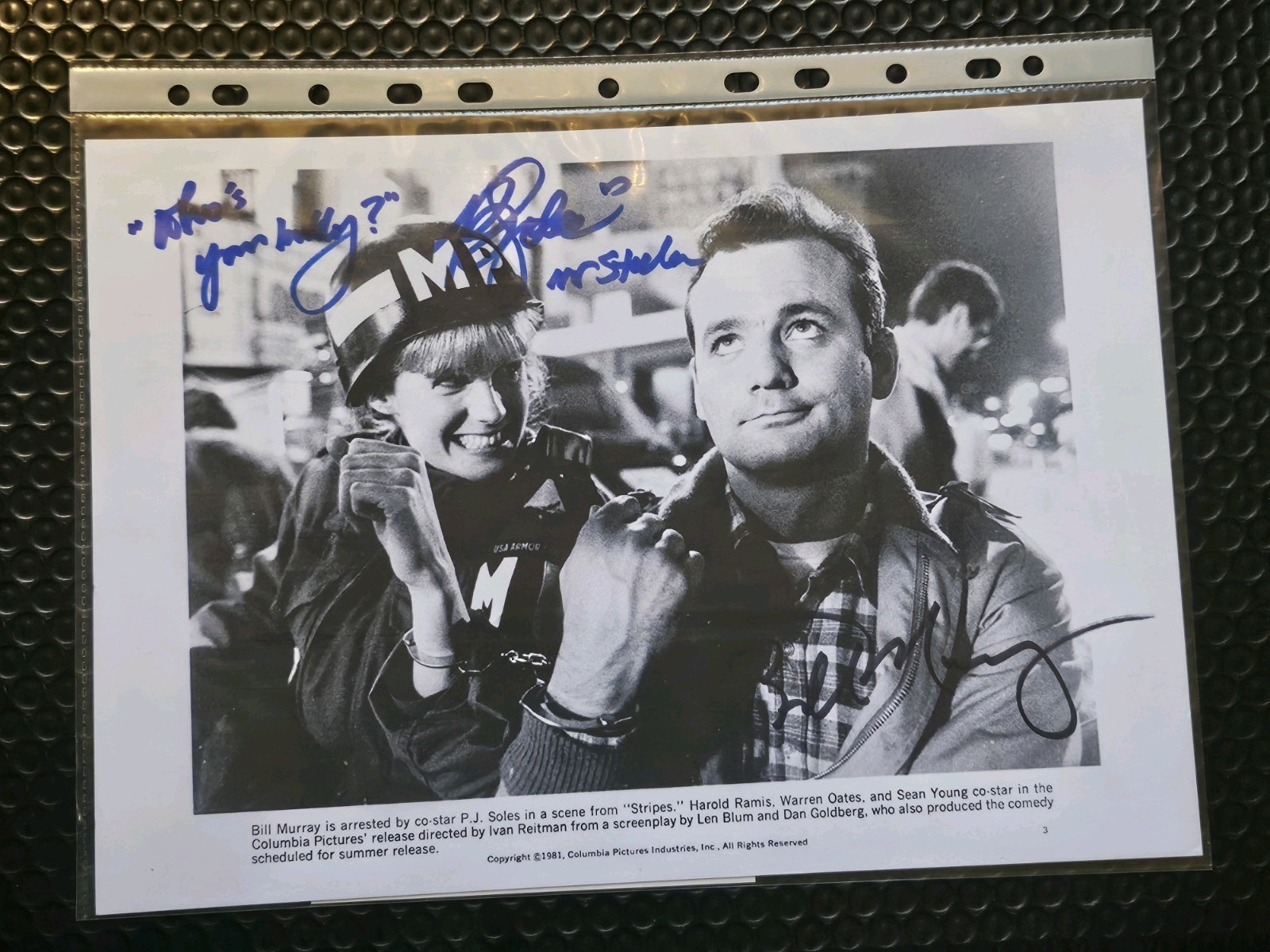 W/COA  ORIGINAL AUTOGRAPHS, BILL MURRAY, PJ SOLES 12x8.5