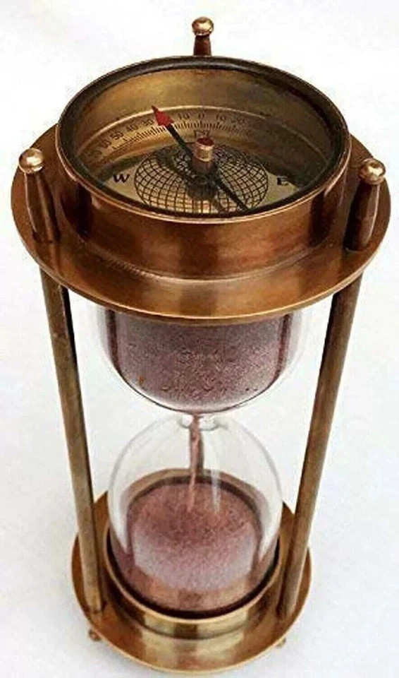 Vintage Brass Sand Timer Hourglass Nautical Maritime Hour Glass Sand Clock Gift