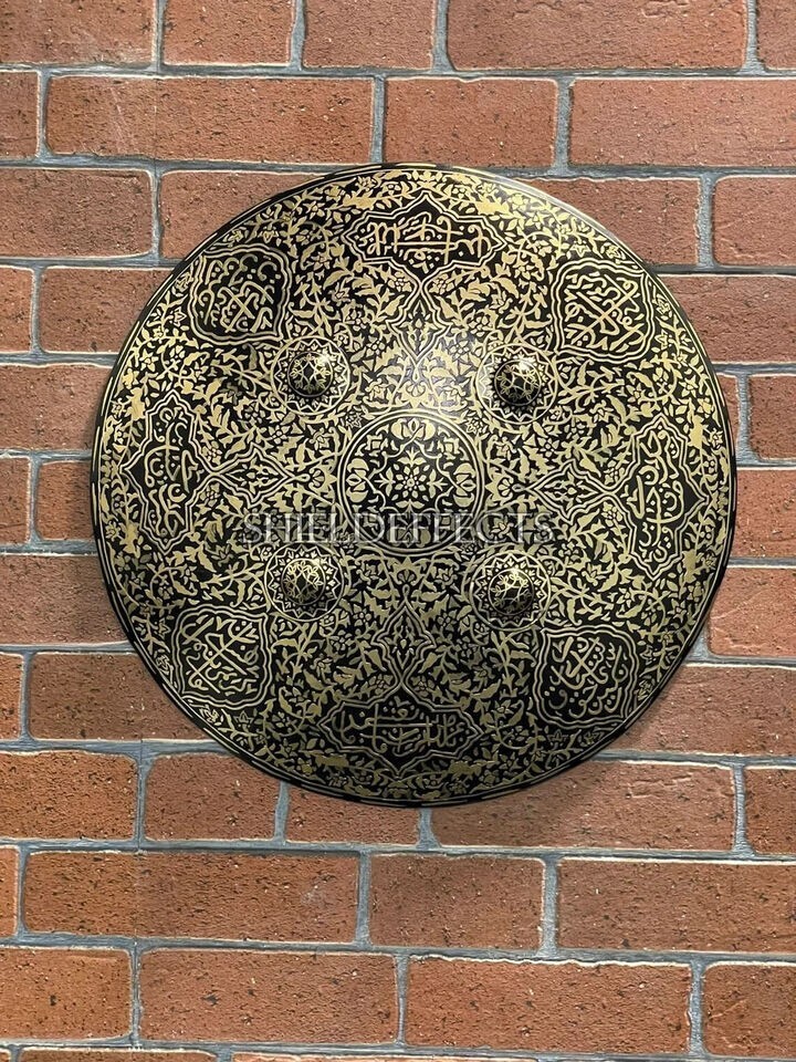 New Medieval Islamic Shield Embossed Indo Persian Shield Arabic Inscription Met