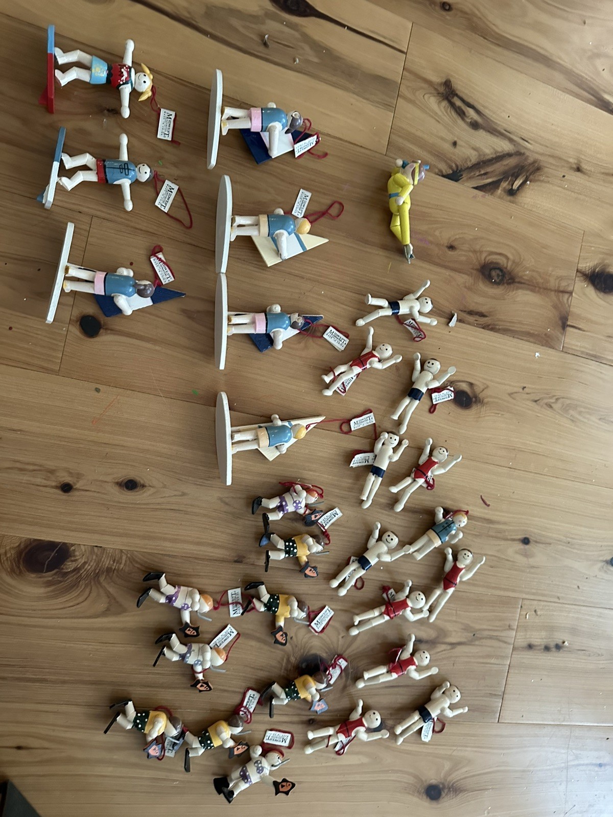 Midwest Imports Vintage Wooden Christmas Tree Ornaments w Tags Fishing Sailing