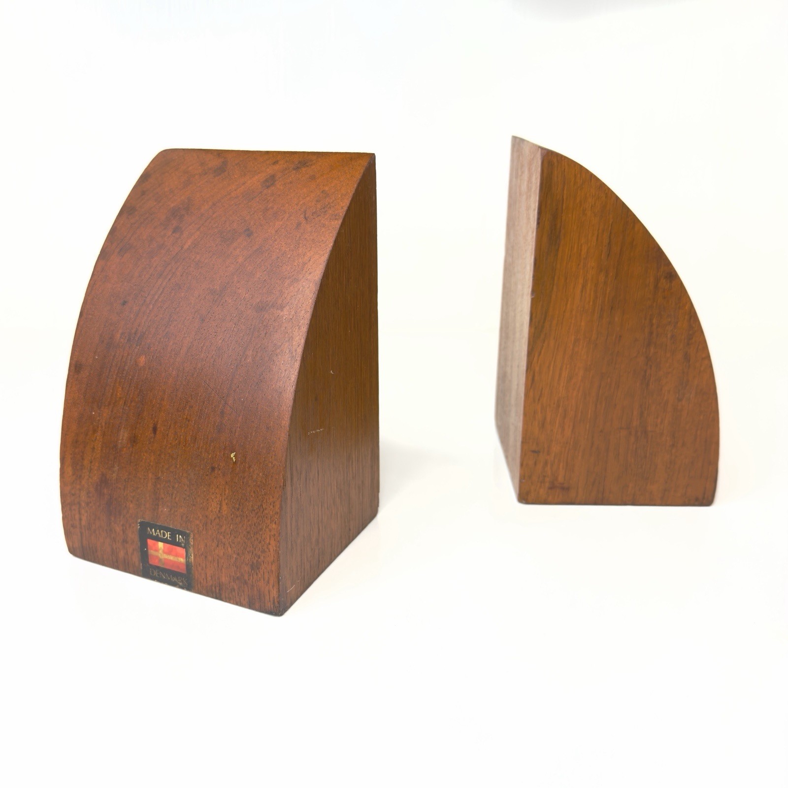 Vintage MCM Wooden Danish Teak Bookends 6.5”