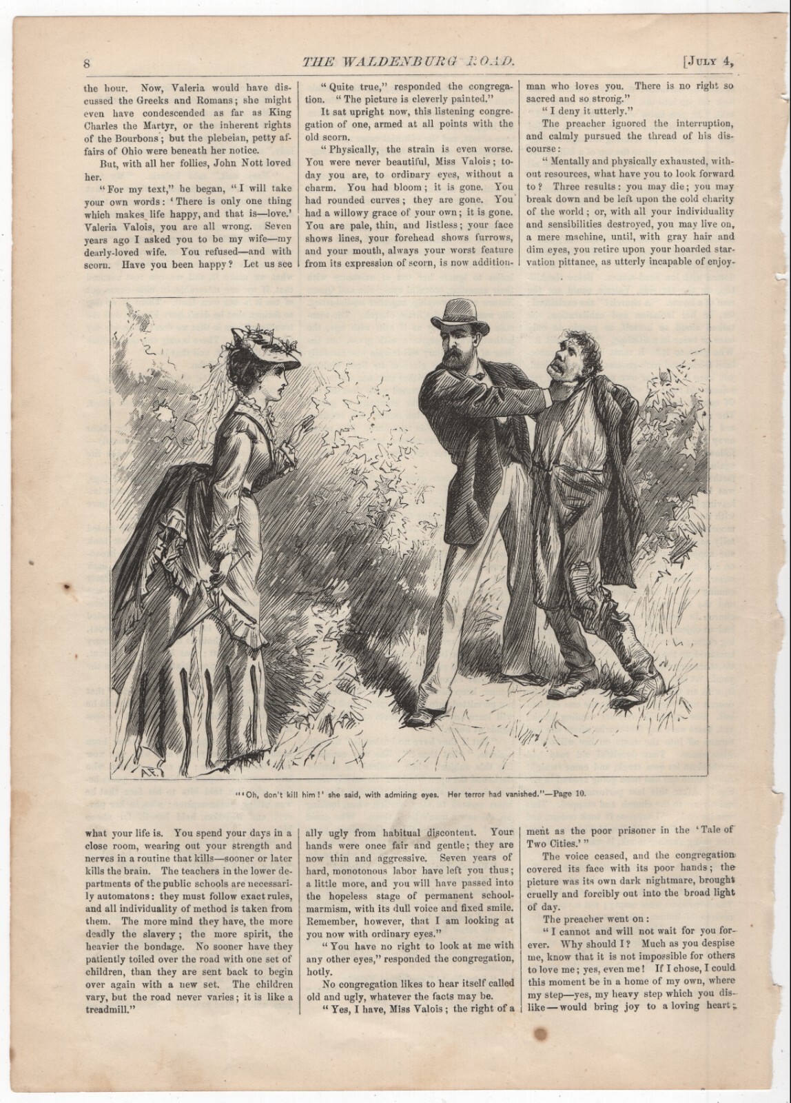1874 Vict Printed Engraving, Lady w Gentleman from The Waldenburg Road Story 1874 Vict Printed Engraving, Lady w Gentleman from The Waldenburg Road Story