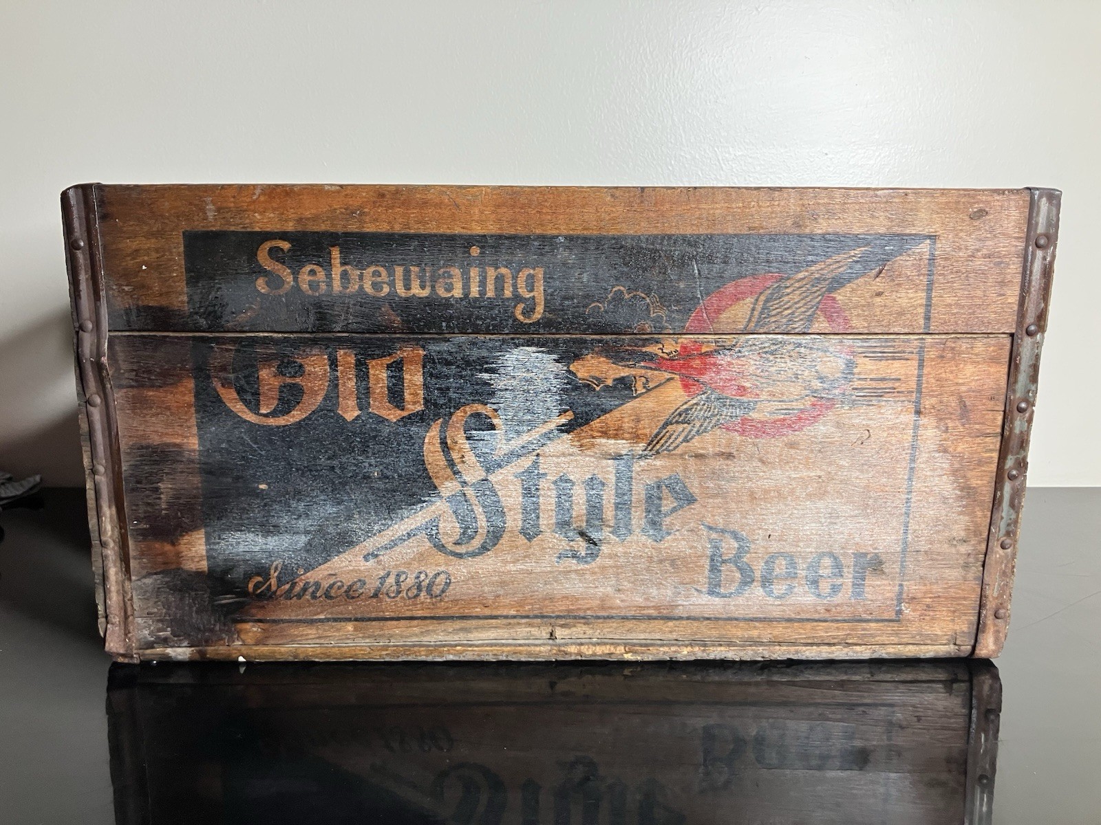 Antique 'OLD STYLE' Sebewaing Brewing Co Wood Crate