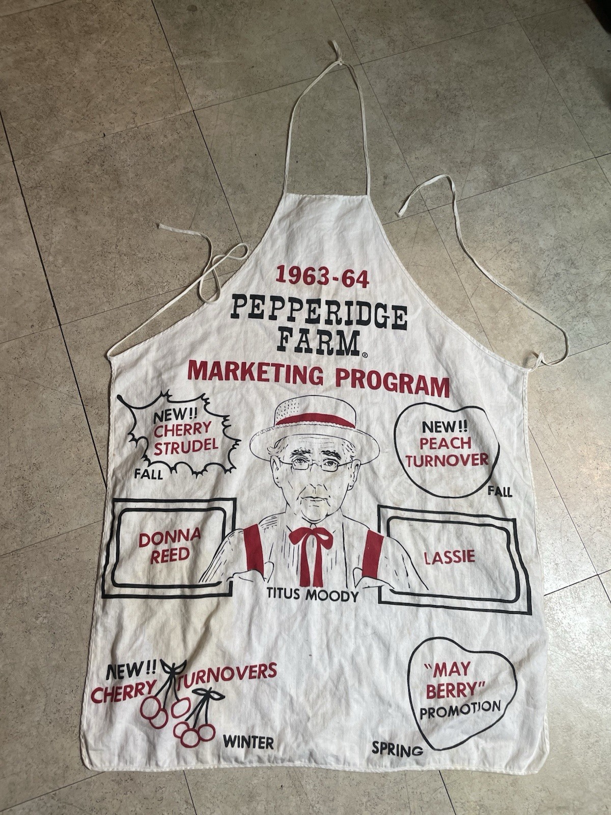 Vintage 1963-64 Pepperidge Farm Marketing Program Titus Moody Apron White