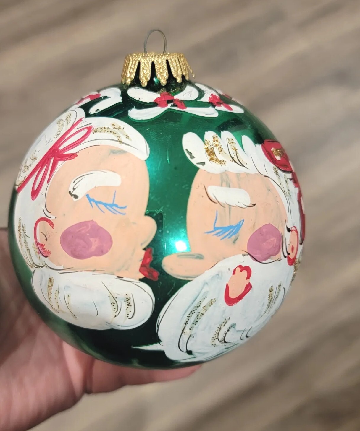 Santa Claus Handpainted Blown Glass Ball Christmas Ornament