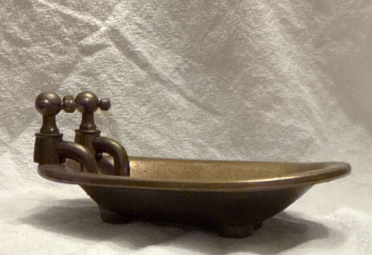Vintage PENCO Solid Brass Bathtub Soap Dish Clawfoot Mini Faucets Trinket Tray