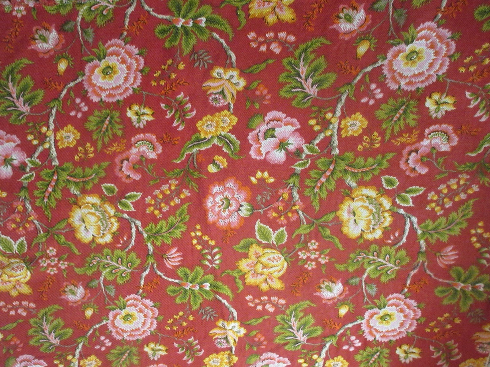 Vintage Gabrielle Cie Jacobean Red Floral Thick Linen Decorator Fabric 53x24 Vintage Gabrielle Cie Jacobean Red Floral Thick Linen Decorator Fabric 53x24
