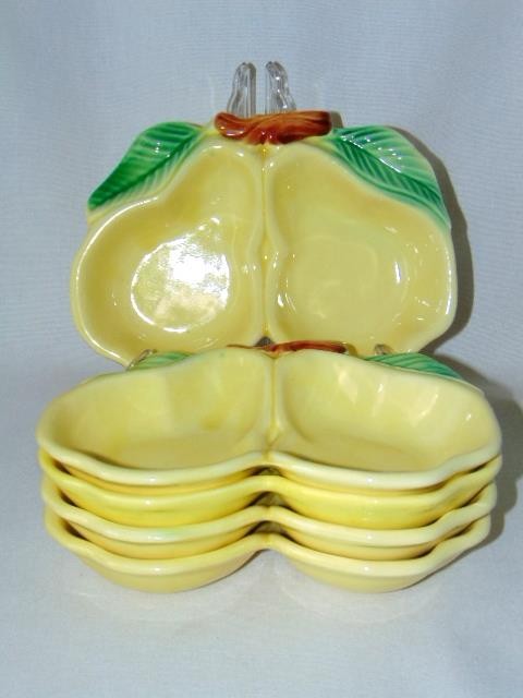 5 Vintage Mid-Century YELLOW PEAR Pottery Bowls, BELMAR California #320 USA
